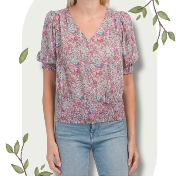 Maison d’ Amelie Tops - Madison d’ Amelie Anthropologie Floral Paisley Smocked Blouse Top- Size Small